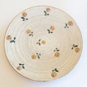 Floral print circle dish decor home